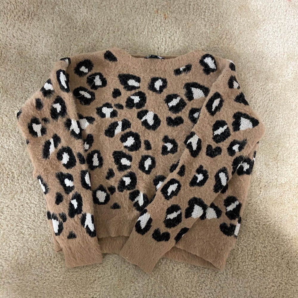 Cheetah sweater! Cropped length